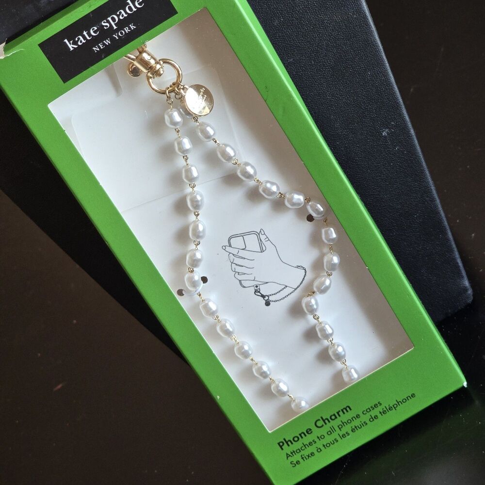 Kate Spade New York Beaded Phone Charm Wrist Strap Clear/Pearl KS053462-05